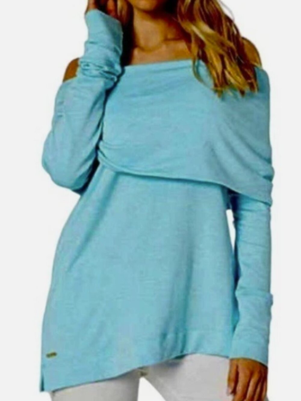 Lily Pulitzer Off-Shoulder Aqua Blue Modal Blend Top